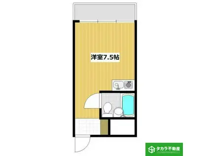 皐月マンション第3大分(ワンルーム/9階)の間取り写真