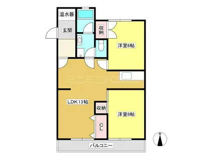 サンヒルズイシグロ(2LDK/1階)の間取り写真