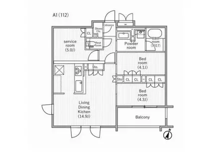 ニド桜丘(2SLDK/1階)の間取り写真