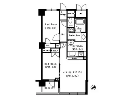 エスティメゾン四谷坂町(2LDK/5階)の間取り写真