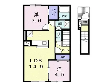 ユニバース(2LDK/2階)の間取り写真