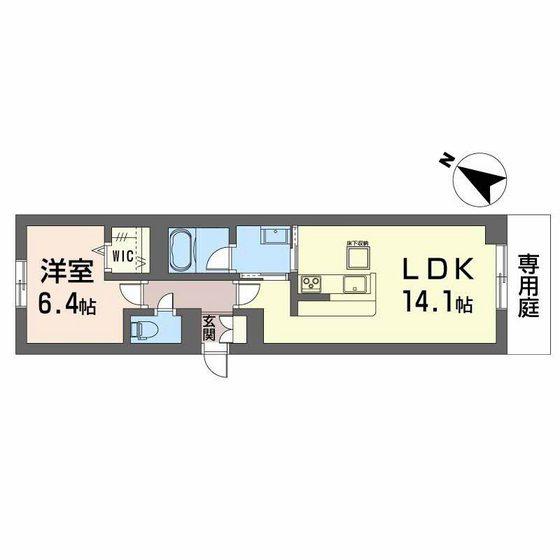 フルールブラン(1LDK/1階)の間取り写真