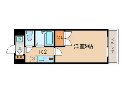ラルースII(1K/4階)の間取り写真