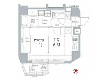 ログ初台(1DK/6階)の間取り写真