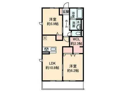 VIALE(2LDK/1階)の間取り写真