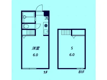 湘南ケイオーフラットD(1SK/B1階)の間取り写真