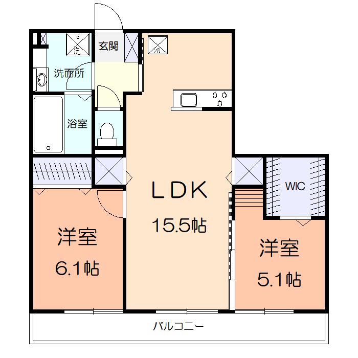 ラ・ルーチェ湘南(2LDK/2階)の間取り写真