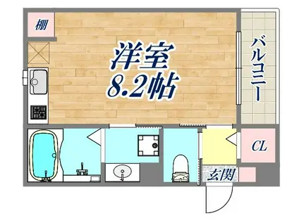 アヴニール仁川(ワンルーム/2階)の間取り写真