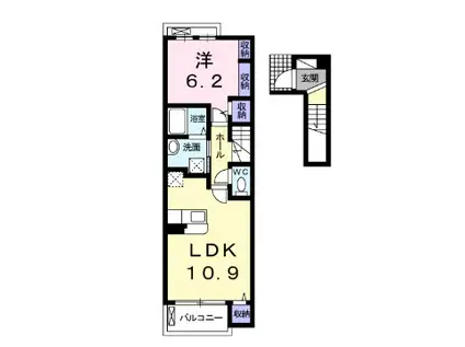 ボナールTN(1LDK/2階)の間取り写真