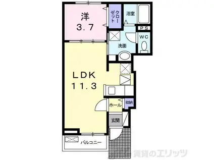 ハピネスコートIII(1LDK/2階)の間取り写真