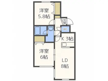 EFFORT澄川(2LDK/4階)の間取り写真