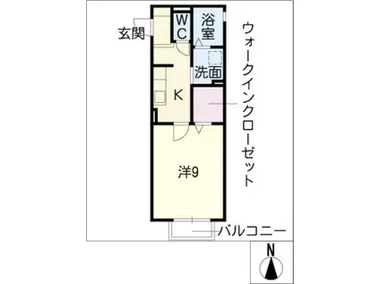 シャルルー日進(1K/1階)の間取り写真