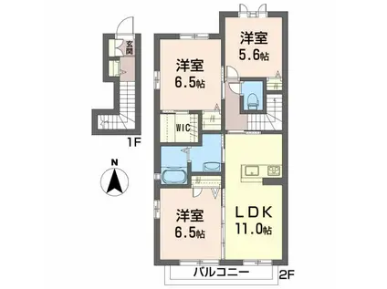 メゾン・ド・アンジュ B棟(3LDK/2階)の間取り写真