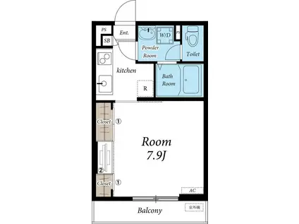 リブリ・豊四季セブン(1K/2階)の間取り写真