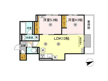 D-ROOM伊賀駅東(2LDK/1階)の間取り写真