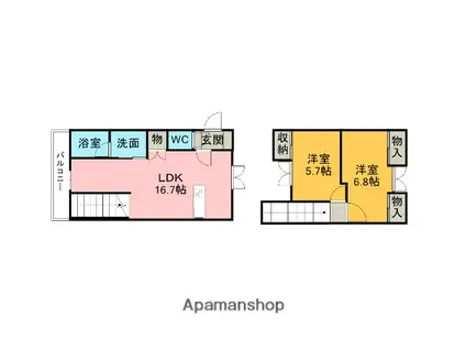 JUJUPLACE(2LDK/3階)の間取り写真