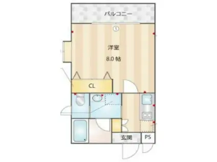 ディアコート目黒(1K/1階)の間取り写真