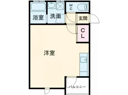 ドリームハイツB棟(1K/2階)の間取り写真