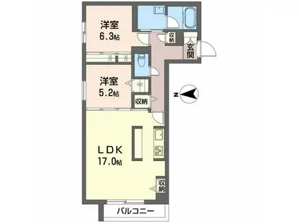 THE IZUMI(2LDK/2階)の間取り写真