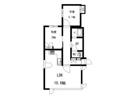 ヴァトンヒルズ宮の森(2LDK/2階)の間取り写真