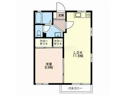 リンピアA(1LDK/2階)の間取り写真