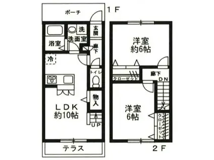 プレミール富里(2LDK/1階)の間取り写真