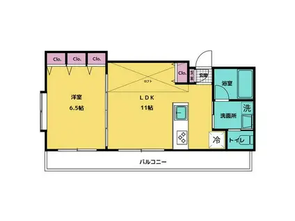 GAキューブひかり(1LDK/2階)の間取り写真