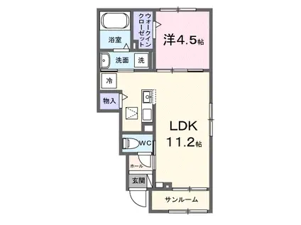 グランヴェ一ル・HIDE(1LDK/1階)の間取り写真