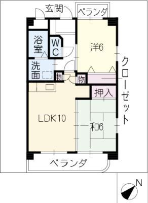 エクセル(2LDK/3階)の間取り写真