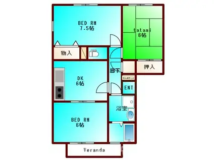 OKI・BUILDEII(3DK/3階)の間取り写真