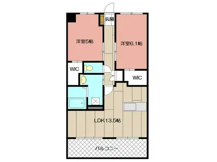 ウイングス八幡駅前(2LDK/4階)の間取り写真