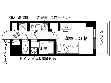 エスリードカレッジゲート南草津(1K/8階)の間取り写真