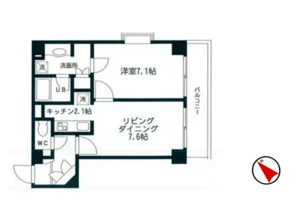 ローズ・パティオ(1LDK/4階)の間取り写真