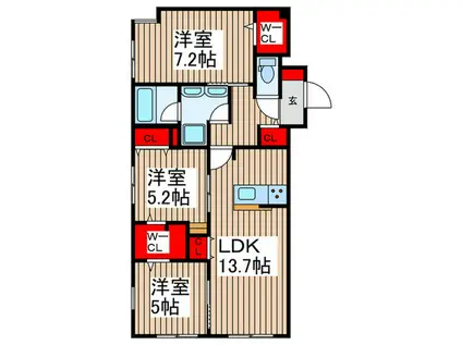 メゾン デラーブル大宮(3LDK/3階)の間取り写真