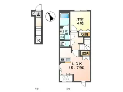 鎌ケ谷アパート(1LDK/2階)の間取り写真