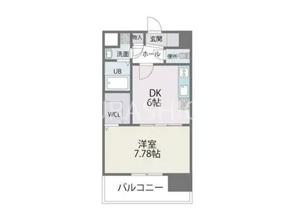 レジデンス20(1DK/6階)の間取り写真