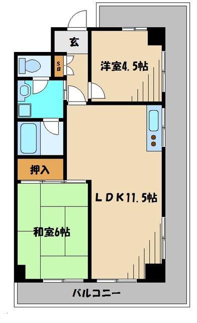 入間市駅前ビル(2LDK/4階)の間取り写真