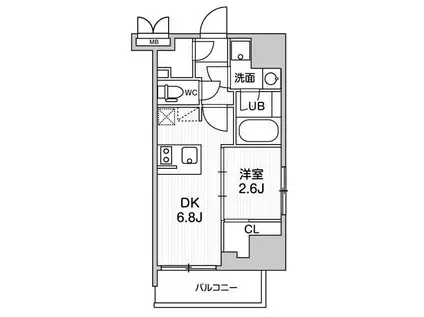シーフォルム大井町Ⅱ(1DK/3階)の間取り写真