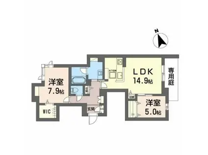 フィーノ(2LDK/1階)の間取り写真