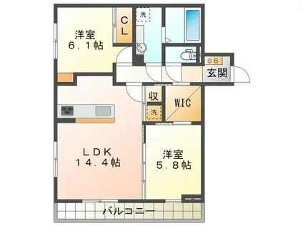 D ROYAL HISAI(2LDK/3階)の間取り写真
