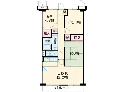 ボヌール錦織公園(3LDK/4階)の間取り写真