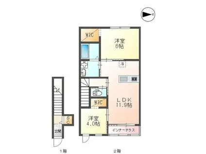 サンヴィレッジ(2LDK/2階)の間取り写真