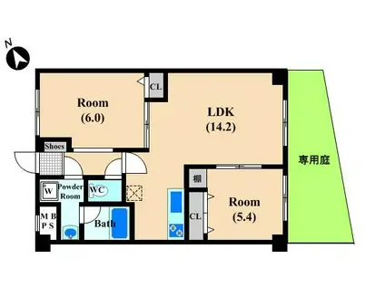 センチュリー等々力緑地(2LDK/1階)の間取り写真