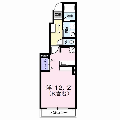 クラール・セイバリー I(ワンルーム/1階)の間取り写真