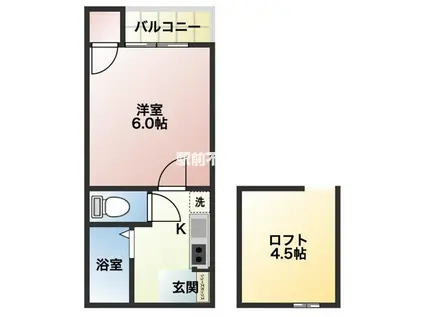 国分ハイツB(1K/2階)の間取り写真