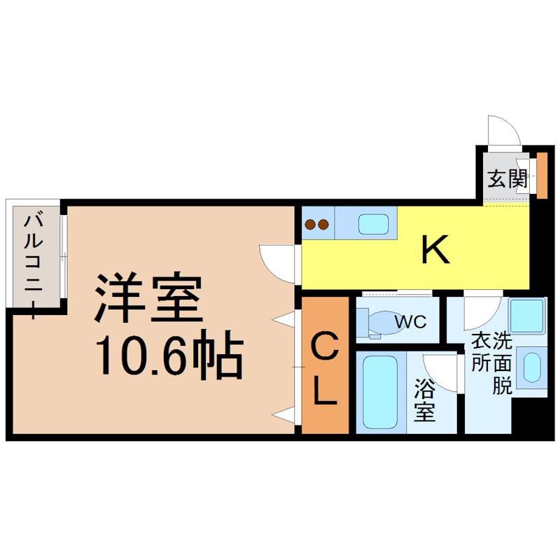 フラシア新栄町(1K/9階)の間取り写真
