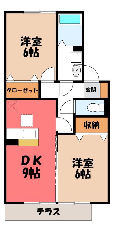 エスペランサK(2DK/1階)の間取り写真