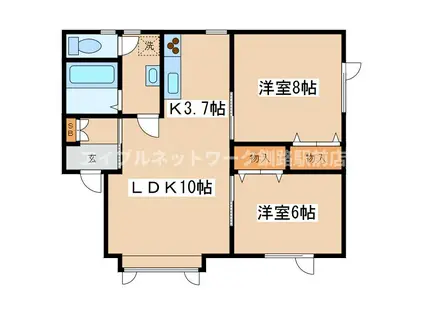 シーサイドマンション(2LDK/2階)の間取り写真