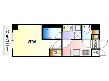 アシンメトリー三田(1K/1階)の間取り写真