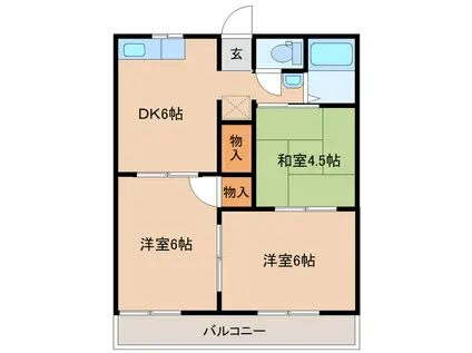 ファミーユ太子堂(3DK/2階)の間取り写真
